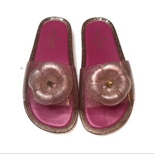 NEW Kate Spade Glitter Jelly Flower Slide Sandals 6